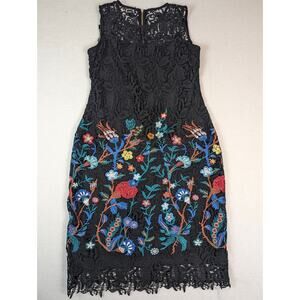 Calvin Klein Sleeveless‎ Embroidered Lace Pencil Dress Size 12 Wedding Cocktail